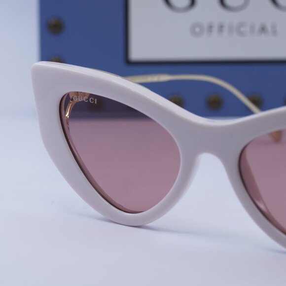 Gucci GG1565S 003 Cat Eye Sunglasses - Shiny Ivory Gold/Solid Red main image 7